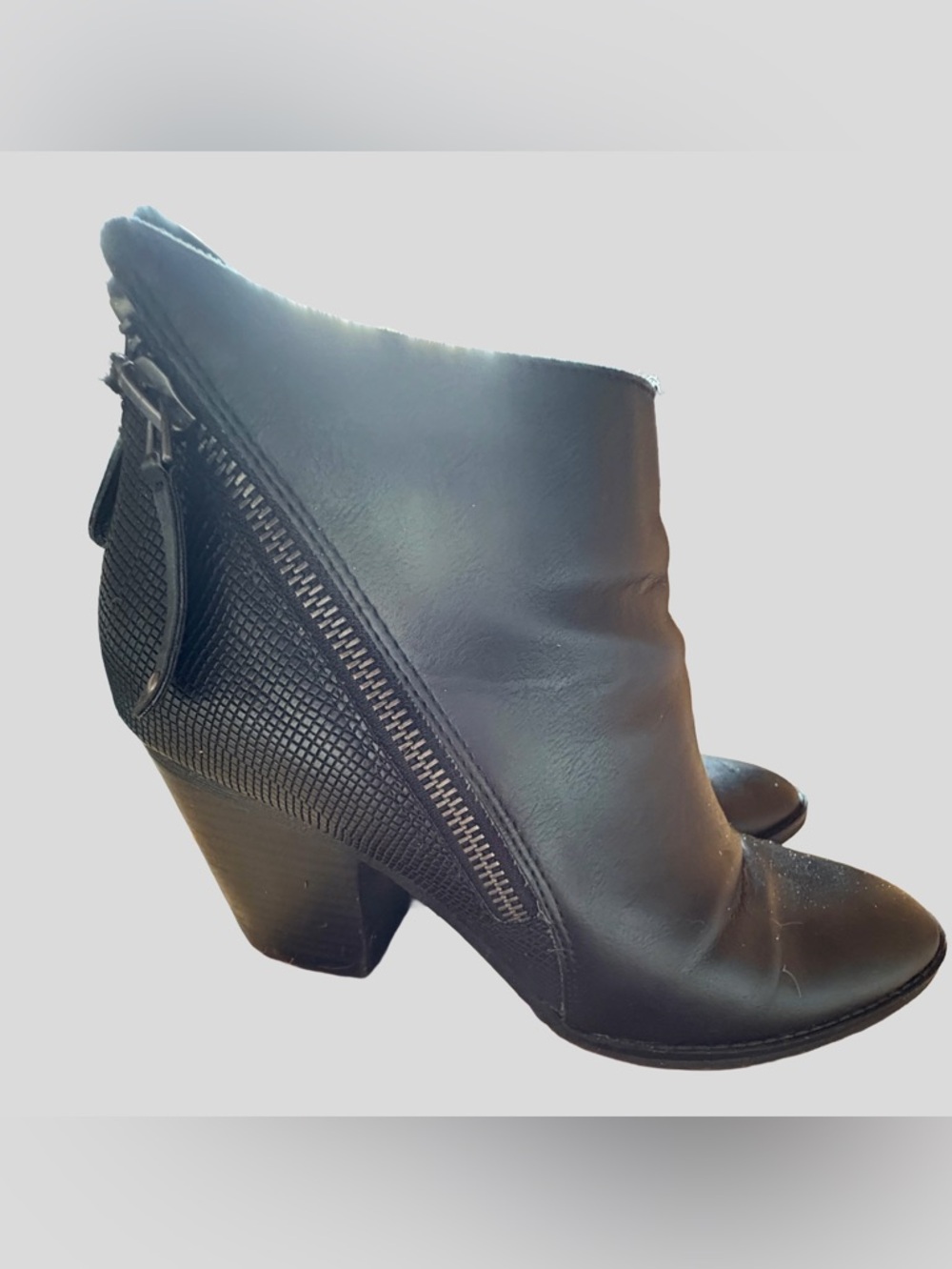 DV by Dolce Vita Black Heeled Boots with Zipper Accent